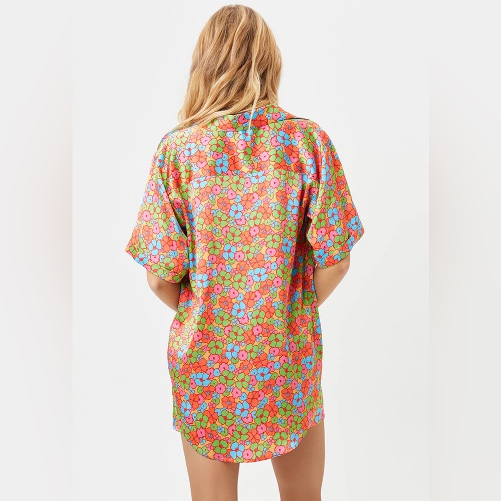 Frankie's Bikinis Fifi Silk Button up shirt in groovy